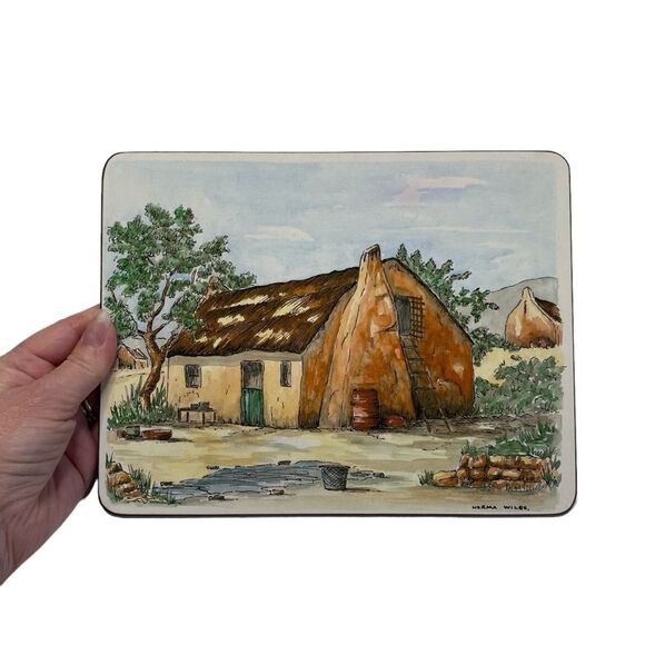Vintage Cape Cottages Cork Backed Place Mats Artist Norma Wiles Set of Six - Picture 10 of 15